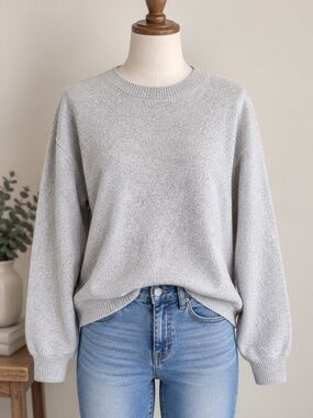 Grey Ribbed Neck Crewneck Size Large